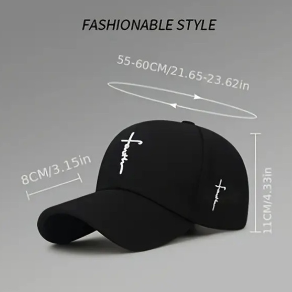 Black Baseball Cap with White Embroidery “FAITH” NWT - Picture 4 of 6